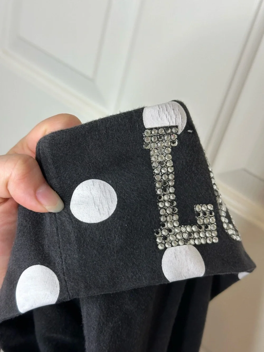 Y2K VS PINK Black White Bedazzled Foldover Yoga Booty Shorts M *Flawed* Mcbling - Picture 5 of 7